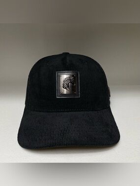 Horse & Ride Free Emblem Black Corduroy Western Baseball Cap